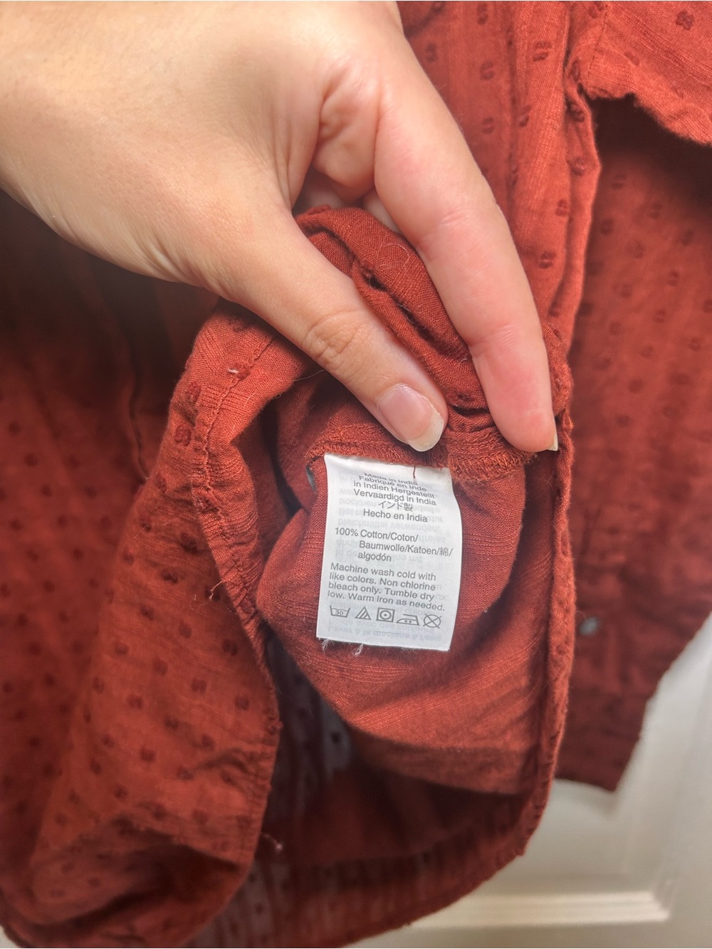 Rust Point Sur Pintuck Ruffle-Neck Blouse - Picture 5 of 7